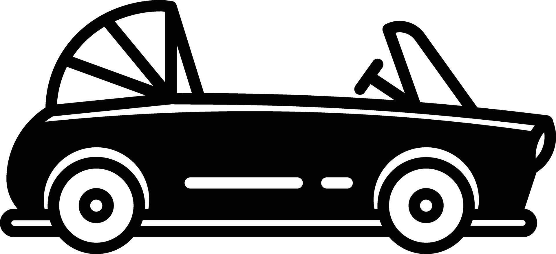 convertible car glyph and line vector illustration