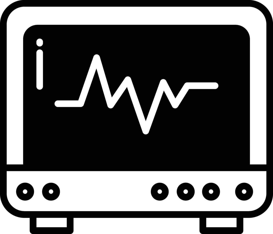 ECG glyph and line vector illustration