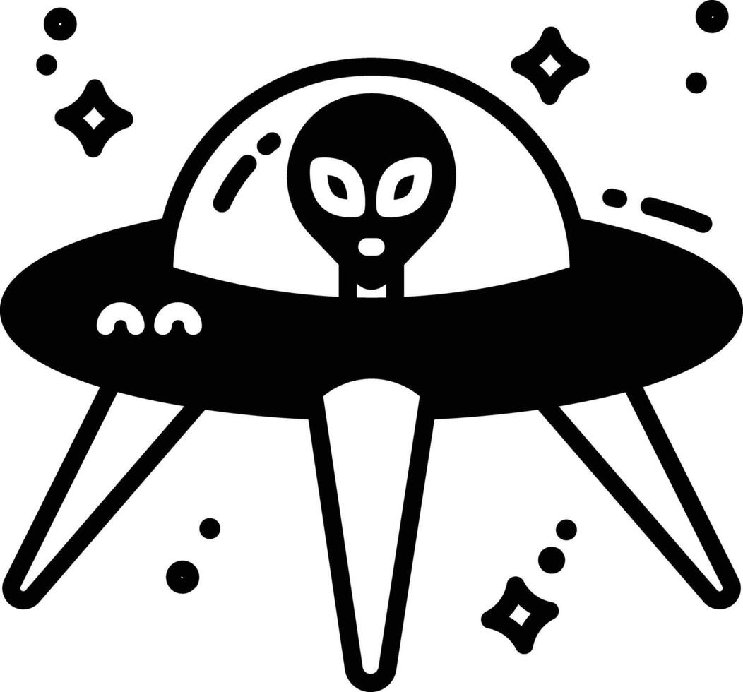 Extraterrestrial glyph and line vector illustration