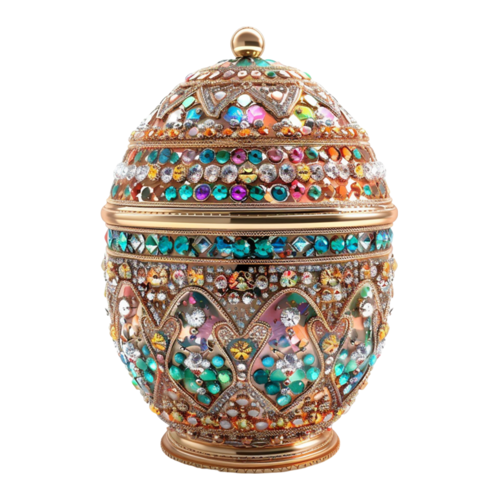 ai gerado Projeto toscano decorativo caixas, decorativo esculpido fabergé ovo isolado em transparente fundo generativo ai png