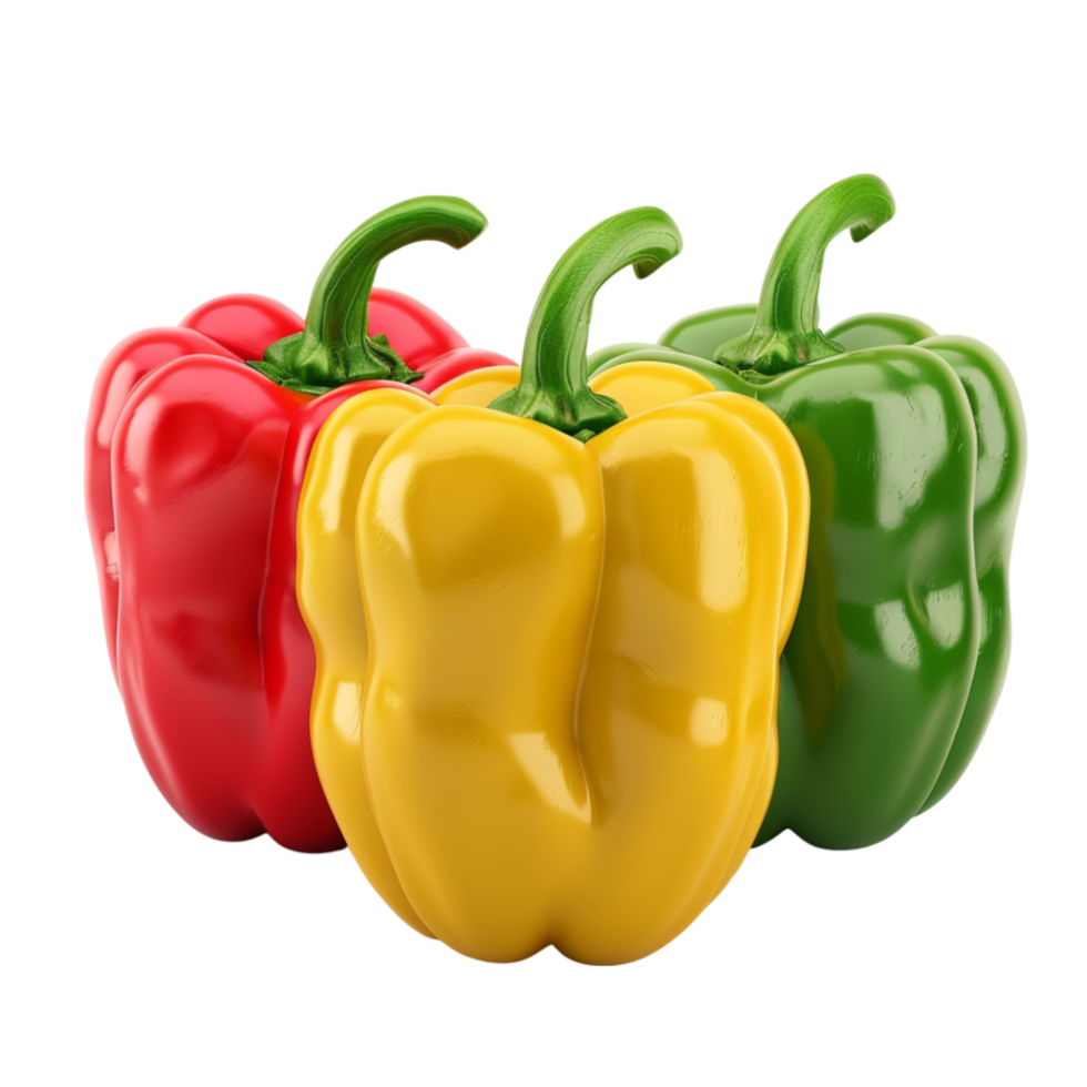 AI generated Fresh sweet peppers with leaves    isolated on transparent background Generative AI png