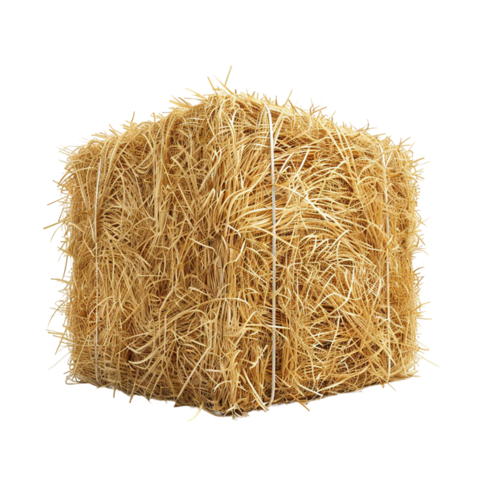 AI generated Stacked hay bales after the harvest winter fodder for animals isolated on transparent background Generative AI png