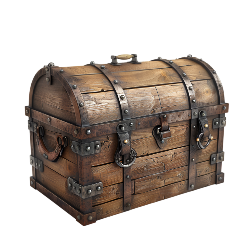 AI generated 3d render A wooden chest with a lock and buckle isolated on transparent background  Generative AI png