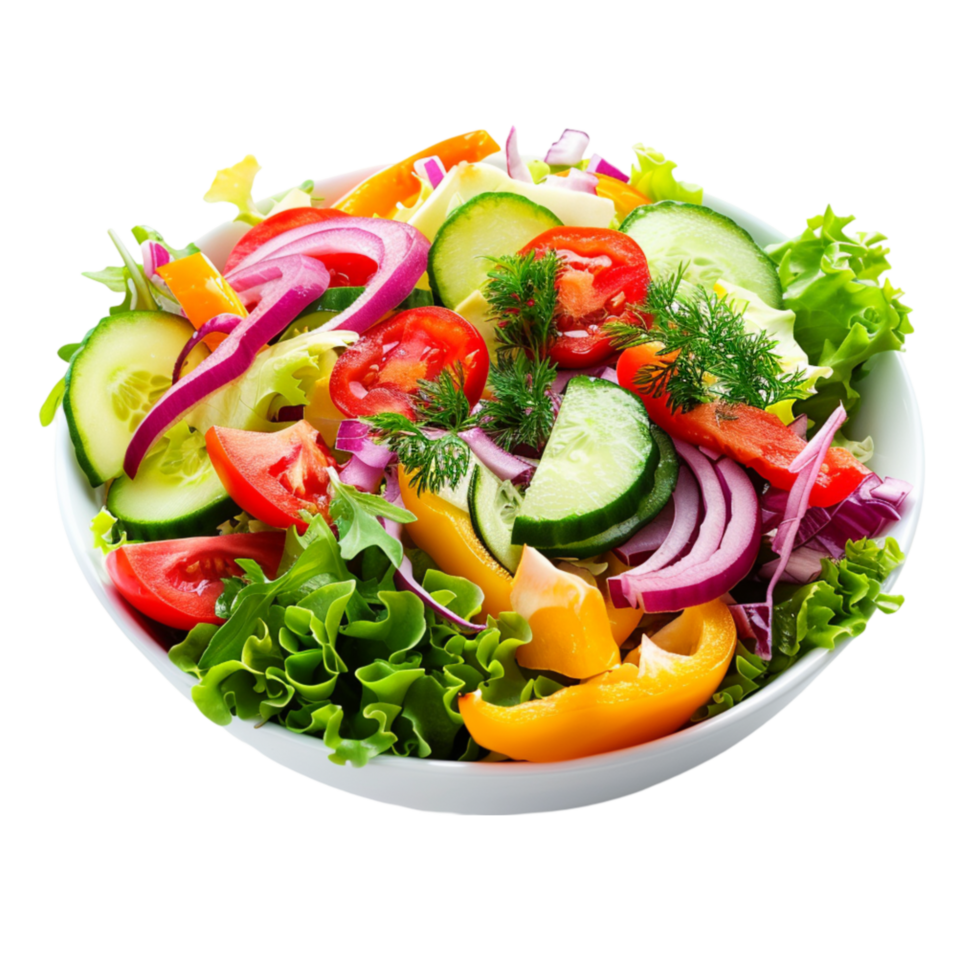 AI generated Fresh garden salad isolated on transparent background Generative AI png