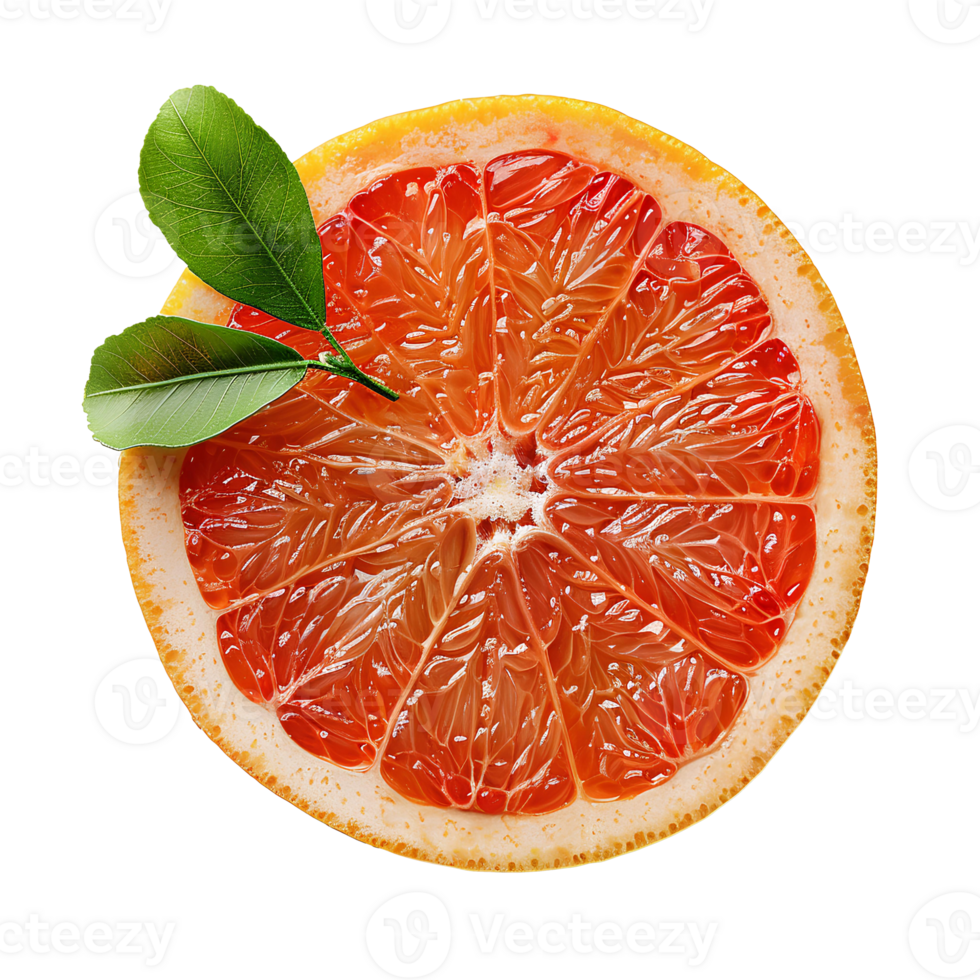 AI generated Grapefruit slice PNG. Slice of grapefruit top view. One slice of grapefruit citrus fruit flat lay PNG