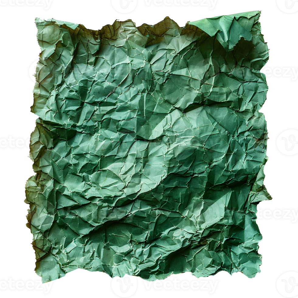 ai généré vert froissé papier Haut vue png. vert vieux papier texture pour recouvrir png. froissé vieux papier isolé png