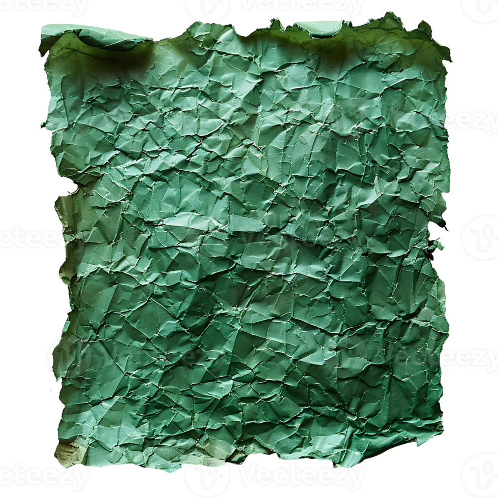 ai généré vert froissé papier Haut vue png. vert vieux papier texture pour recouvrir png. froissé vieux papier isolé png