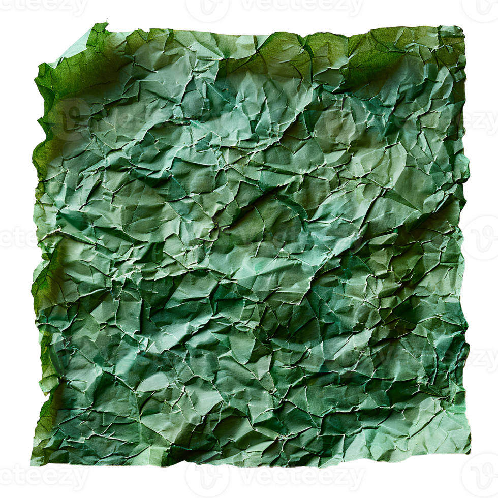 ai généré vert froissé papier Haut vue png. vert vieux papier texture pour recouvrir png. froissé vieux papier isolé png