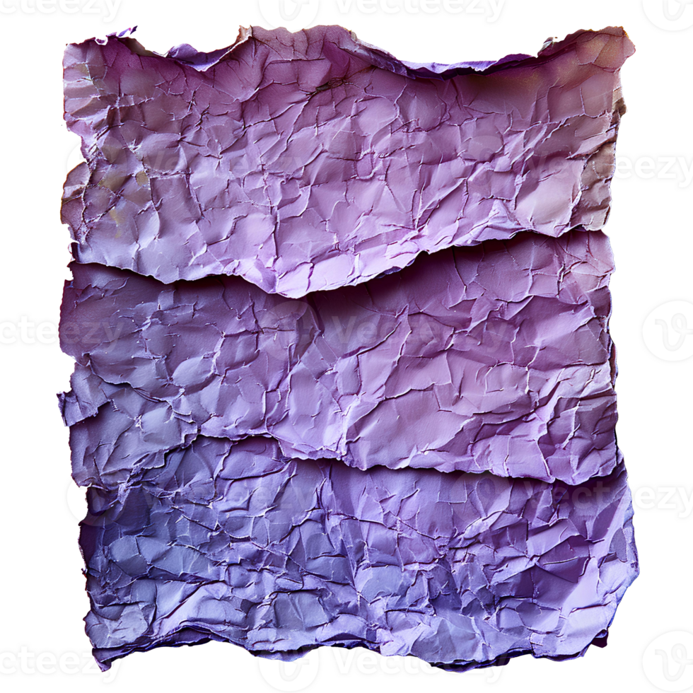 AI generated Purple crumpled paper top view PNG. Purple old paper texture for overlay PNG. Crinkly old paper isolated png