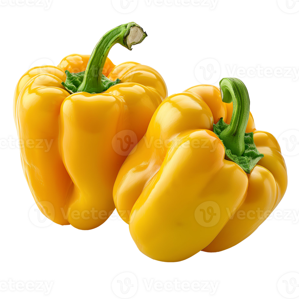 AI generated yellow bell pepper PNG. Bell pepper isolated. Fresh yellow bell pepper vegetable PNG