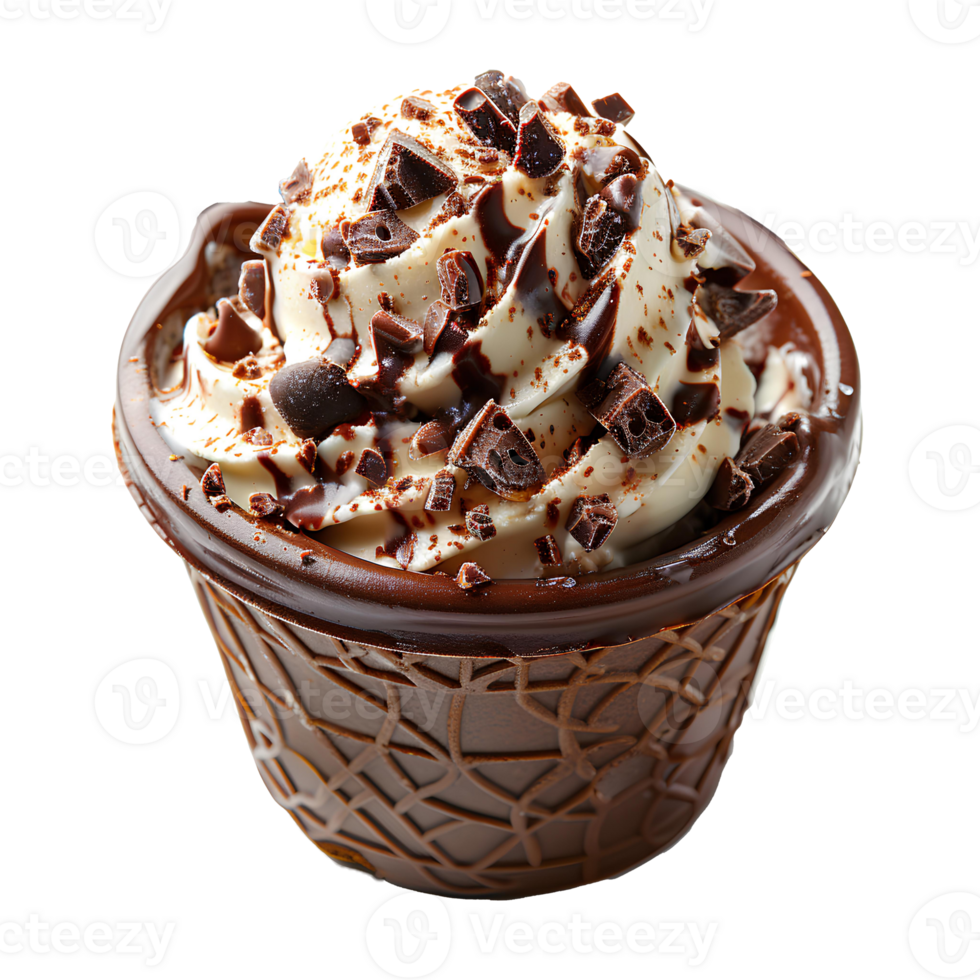 AI generated Ice cream cup PNG. Vanilla ice cream in cup isolated. Ice cream cup top view PNG