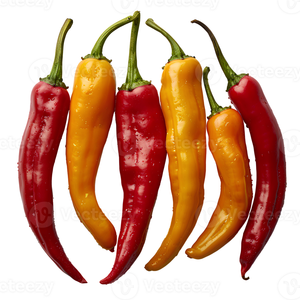 AI generated Red hot chili pepper PNG. Hot chilli peppers for spicy food preparation isolated. Red hot chilli peppers top view PNG. Chilli peppers flat lay PNG