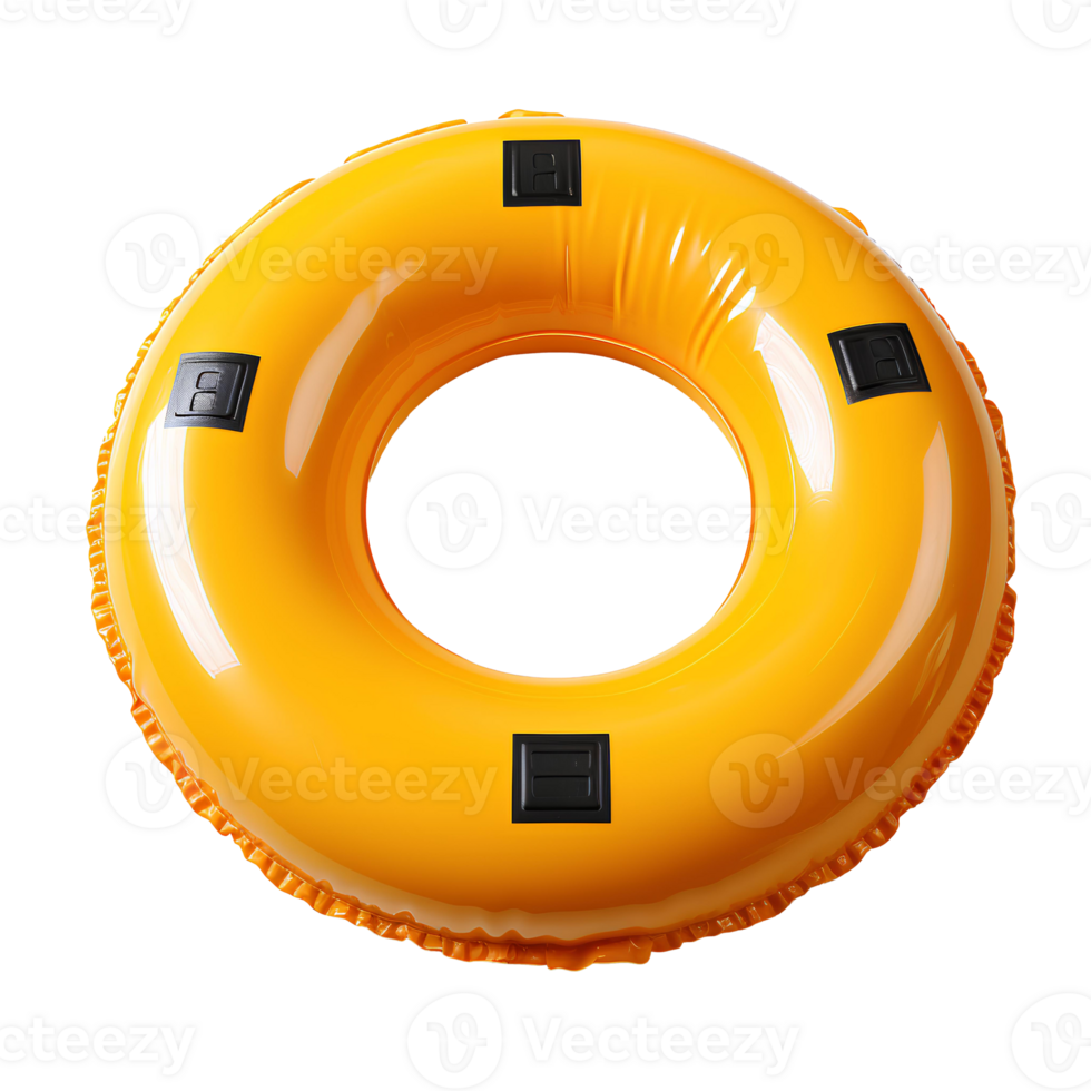 AI generated Yellow pool float PNG. yellow pool float top view PNG. Plastic pool float for swimming flat lay isolated png