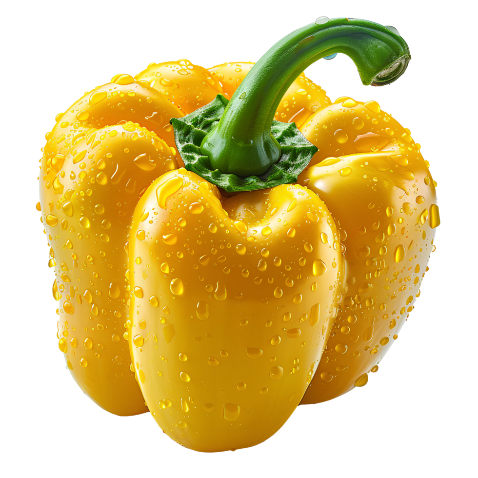 AI generated yellow bell pepper PNG. Bell pepper isolated. Fresh yellow bell pepper vegetable PNG