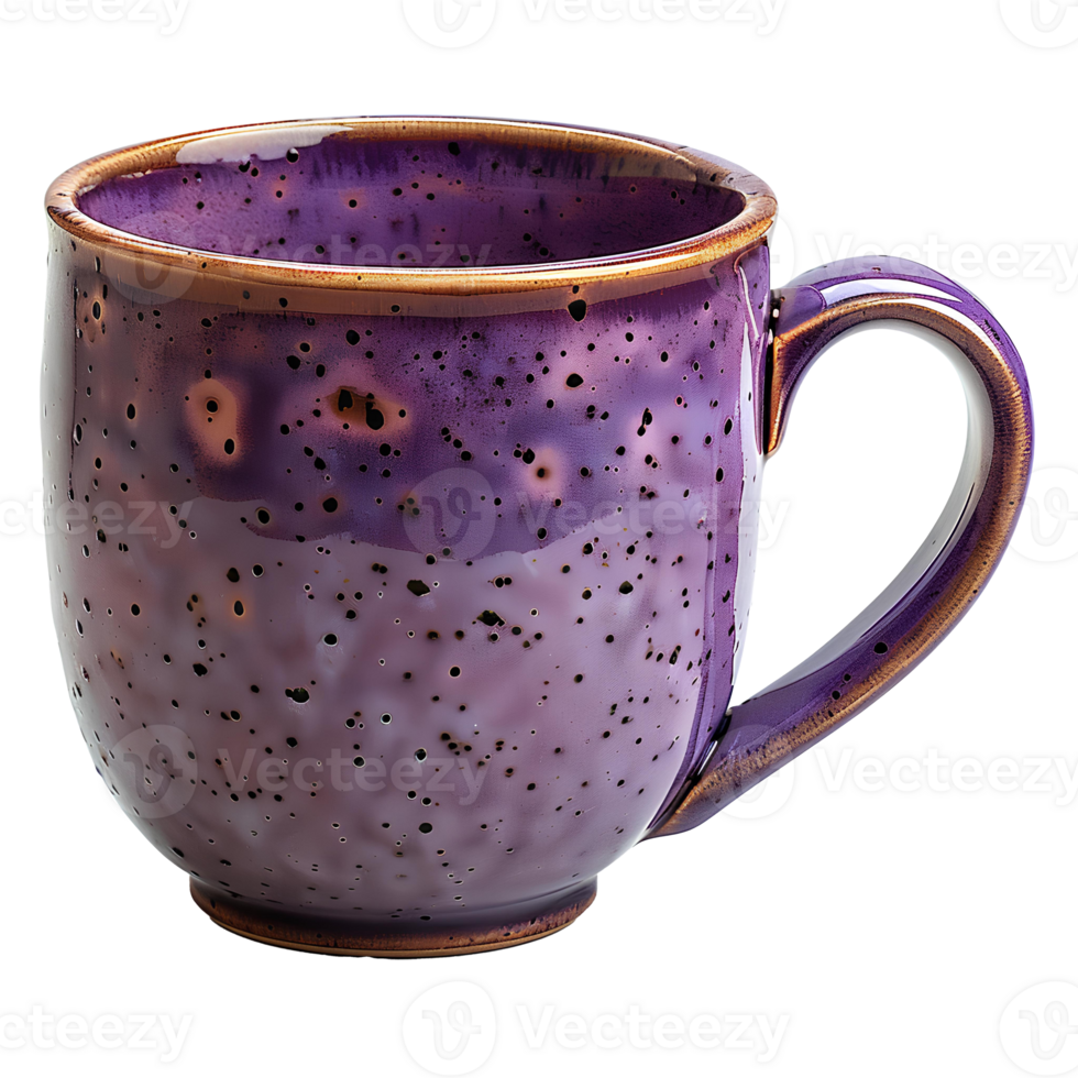 ai gegenereerd Purper rustiek mok png. kop voor koffie of thee drinken geïsoleerd. oud rustiek mok PNG