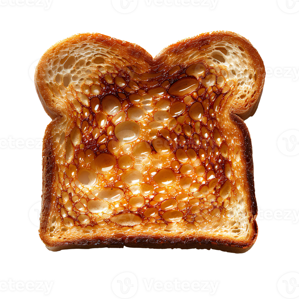 AI generated Roasted slice of toast bread PNG. Toast top view PNG. Slightly burnt toast bread flat lay isolated png