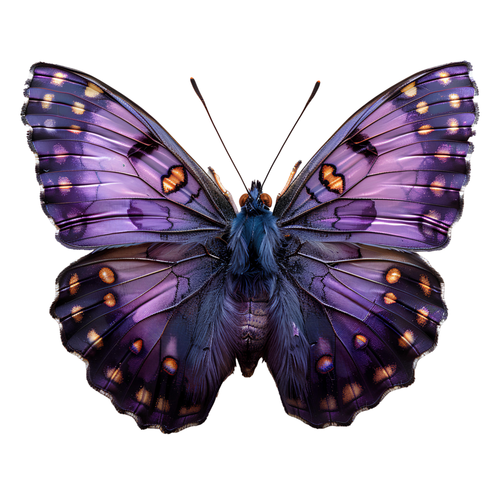 AI generated Purple butterfly PNG. Purple hairstreak butterfly. Purple butterfly top view flat lay PNG