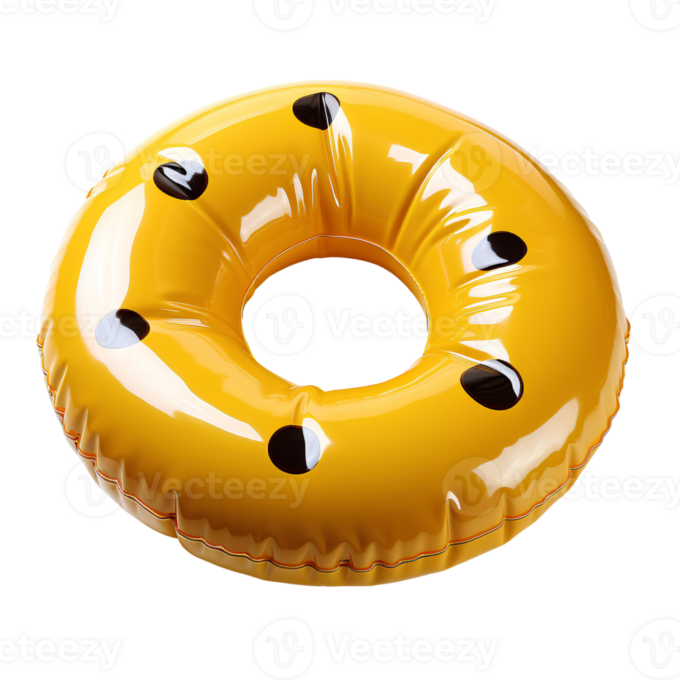 AI generated Yellow pool float PNG. yellow pool float top view PNG. Plastic pool float for swimming flat lay isolated png
