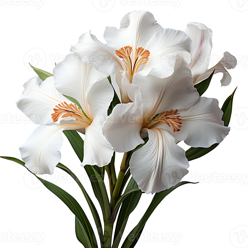 AI generated White iris flower PNG. White iris flower blooming. Iris flower PNG. White flower. Gardenia scent png