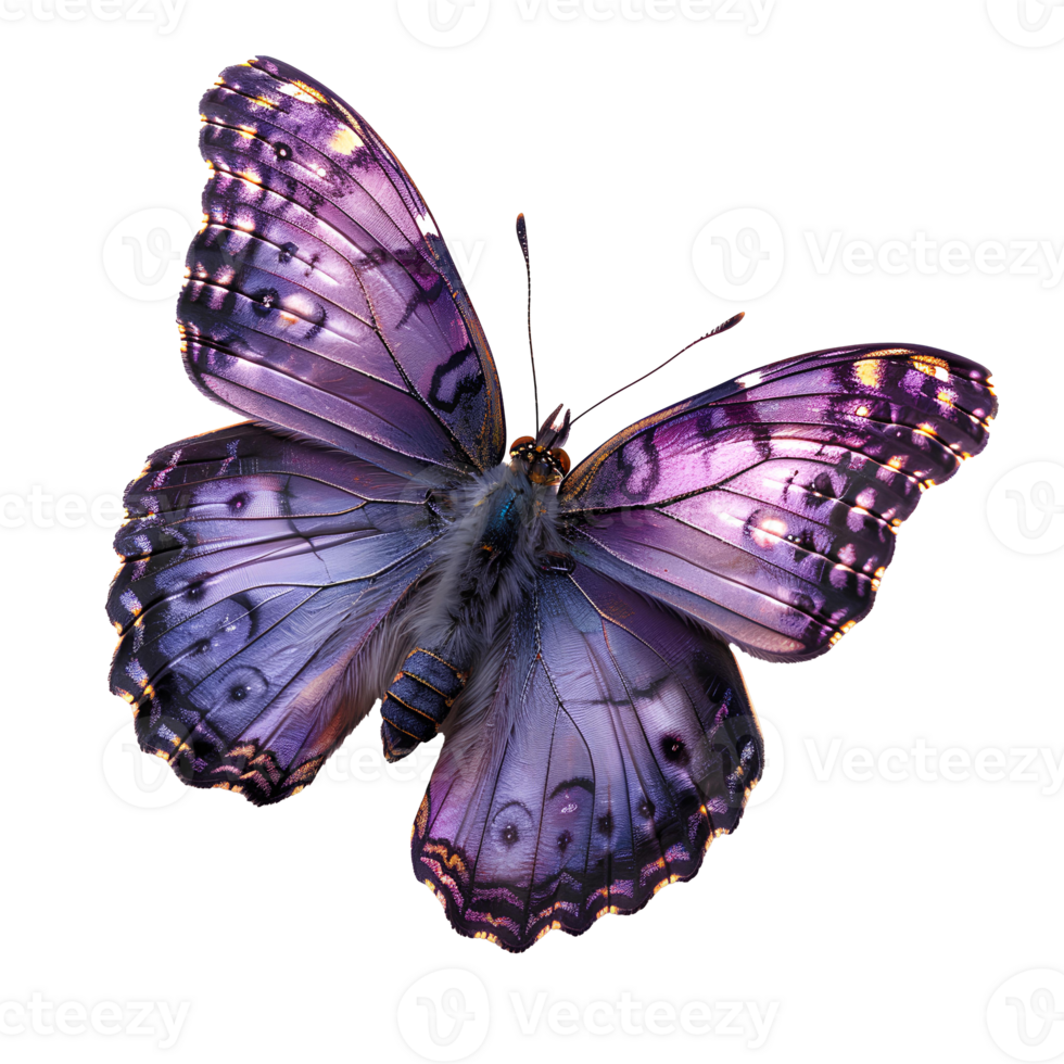 AI generated Purple butterfly PNG. Purple hairstreak butterfly. Purple butterfly top view flat lay PNG
