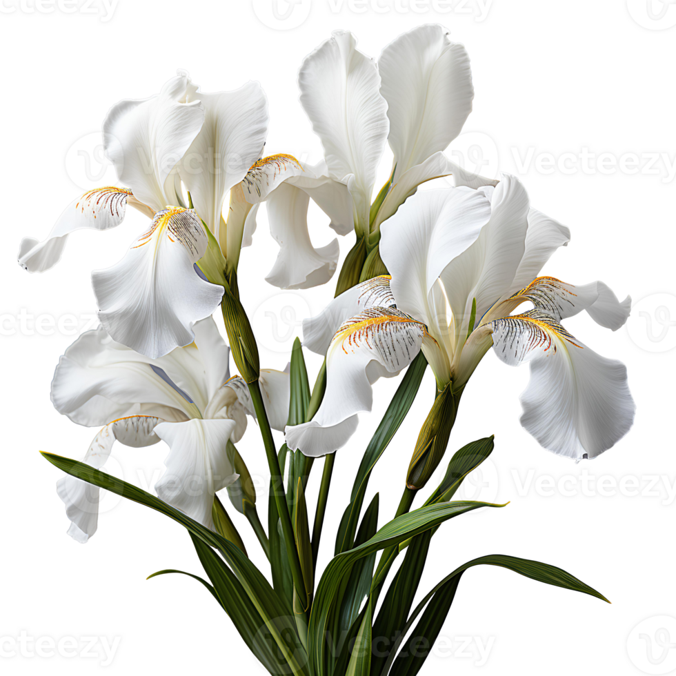 AI generated White iris flower PNG. White iris flower blooming. Iris flower PNG. White flower. Gardenia scent png