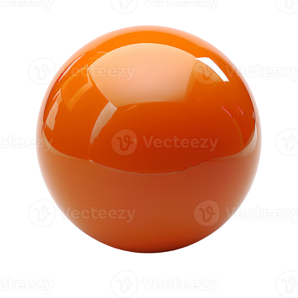 AI generated orange ball png. orange reflective ball. orange shiny bowling ball. orange ball isolated png