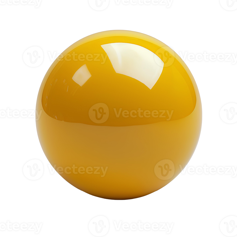AI generated yellow ball png. yellow reflective ball. yellow shiny bowling ball. yellow ball isolated png