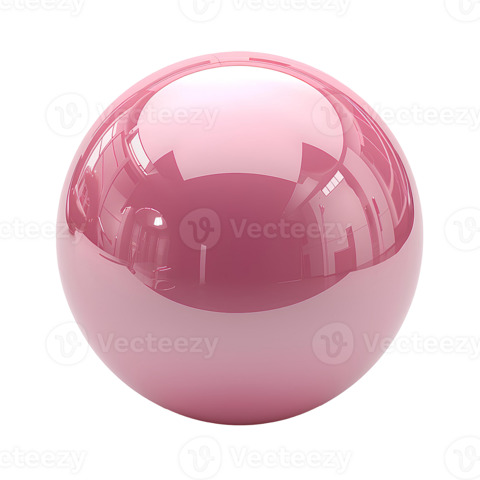 AI generated pink ball png. pink reflective ball. pink shiny bowling ball. pink ball isolated png