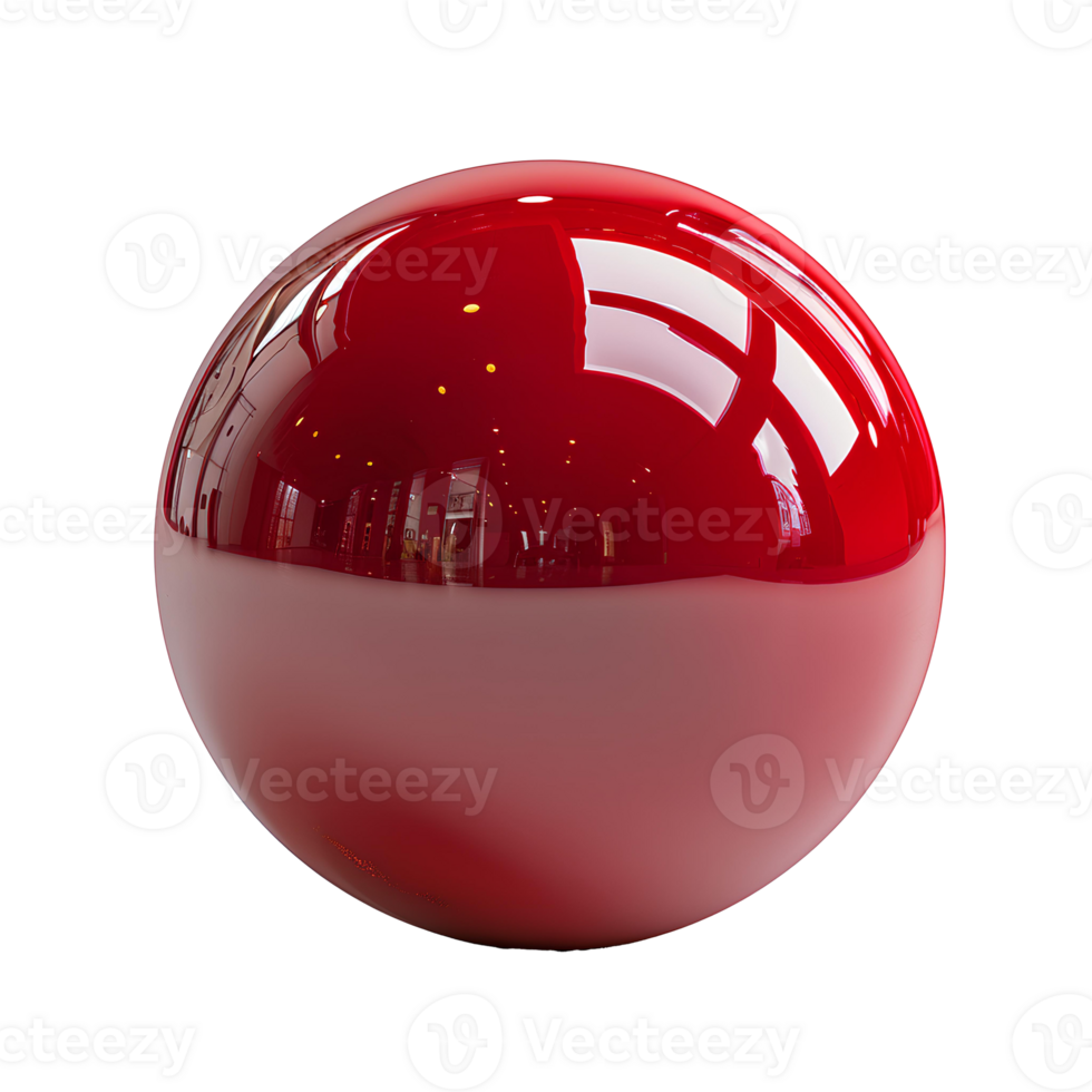 AI generated red ball png. red reflective ball. red shiny bowling ball. red ball isolated png