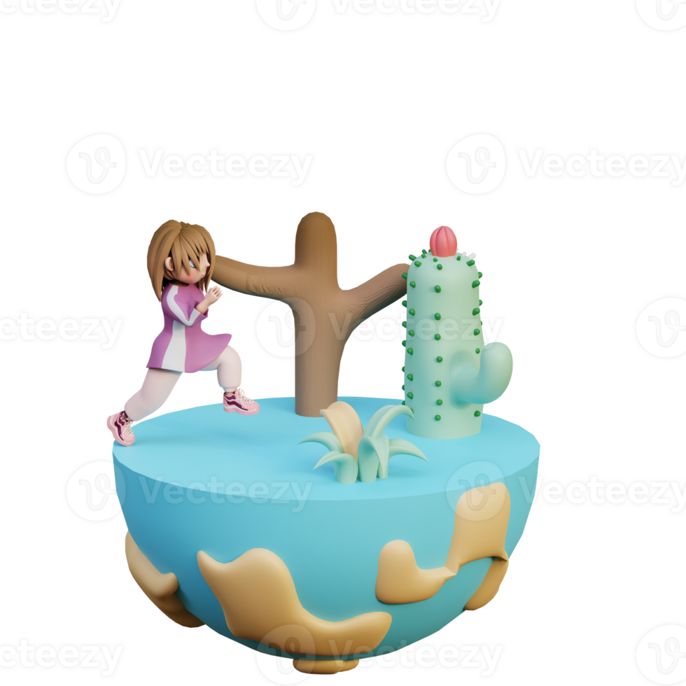 3D Illustration Run World png
