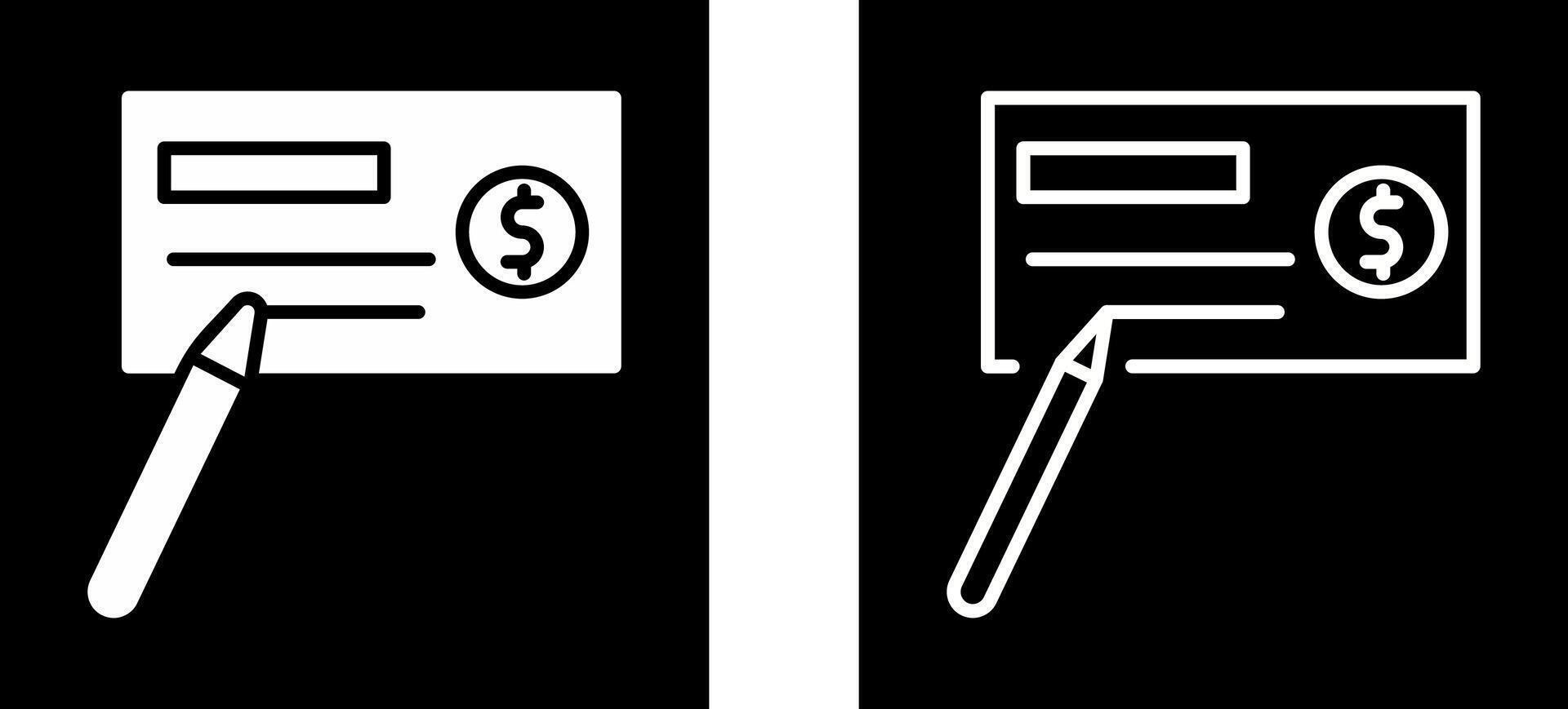 icono de vector de cheque de escritura