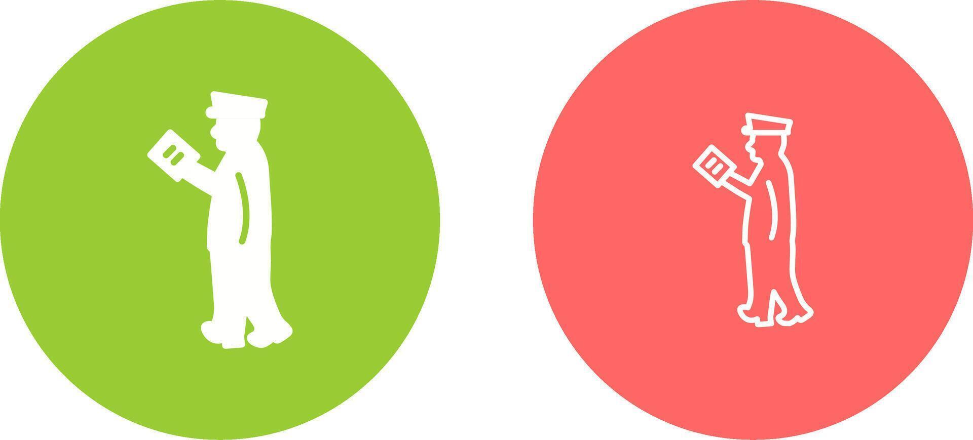 Guard Checking Passport Vector Icon