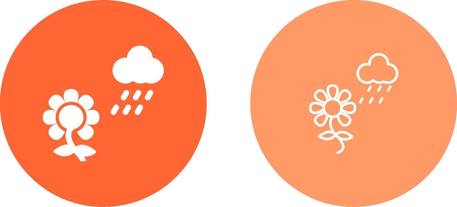 Flower with rain Vector Icon