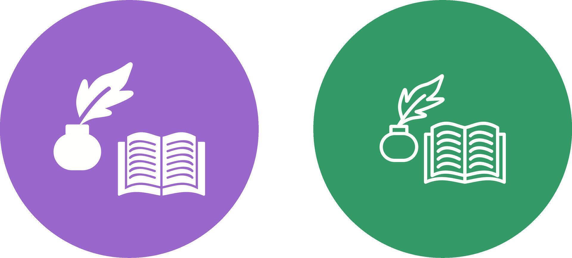 Quill and Book Vector Icon