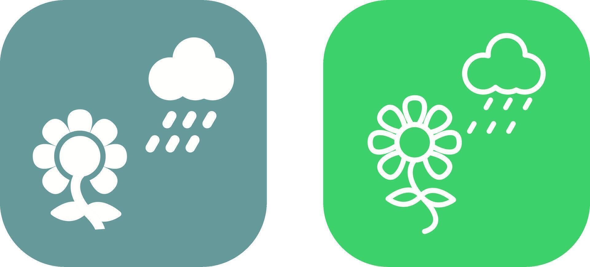 Flower with rain Vector Icon