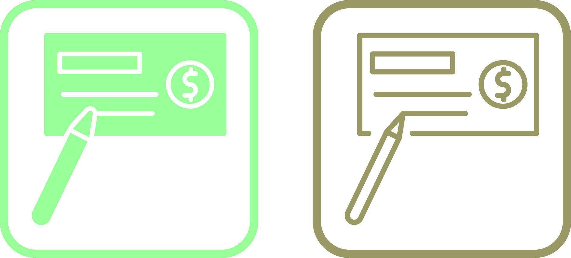 icono de vector de cheque de escritura