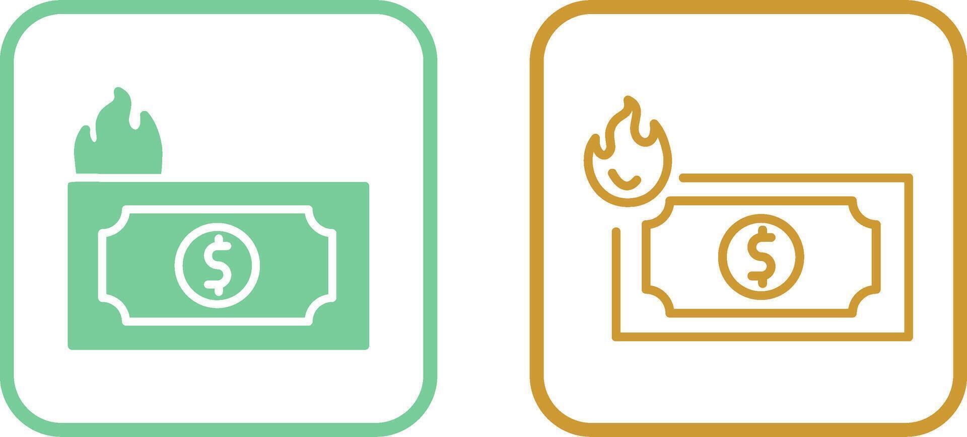 Dollar On Fire Vector Icon