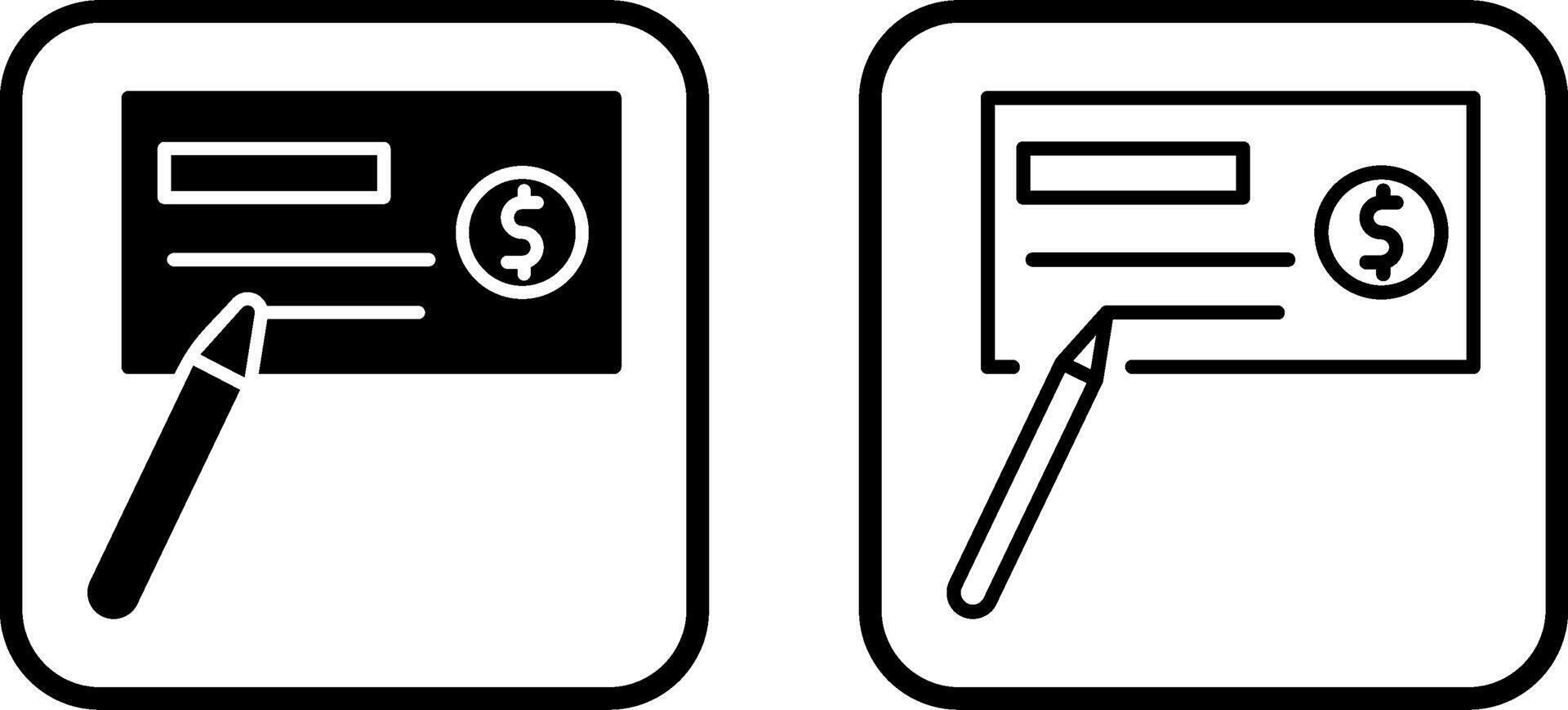 icono de vector de cheque de escritura