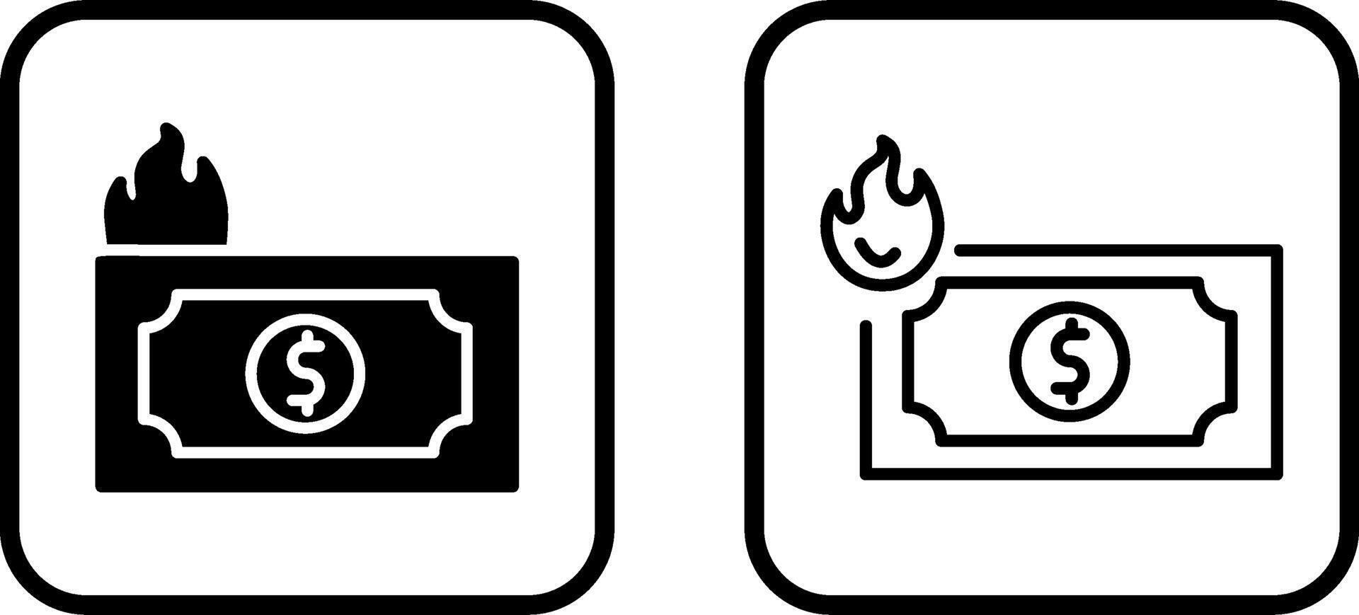 Dollar On Fire Vector Icon