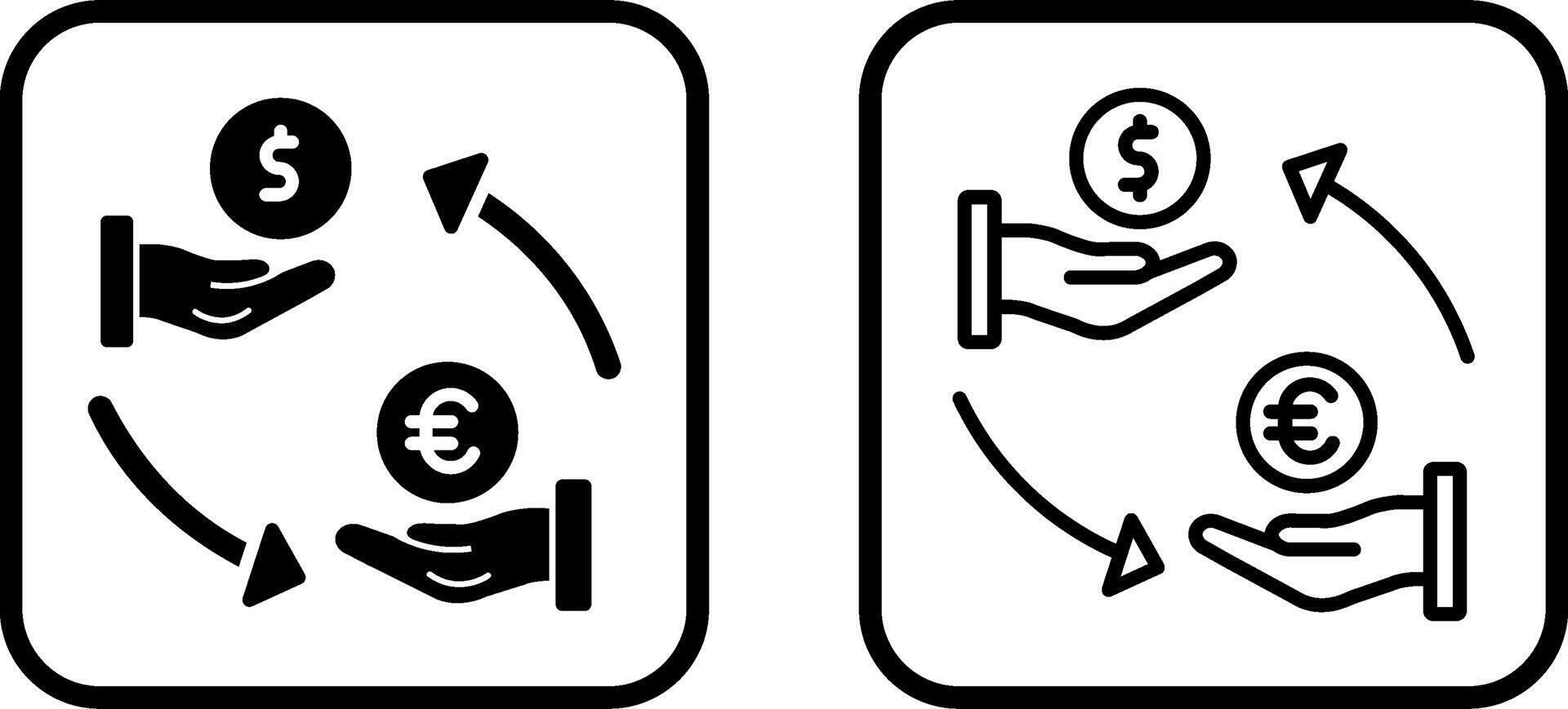 icono de vector de dólar a euro