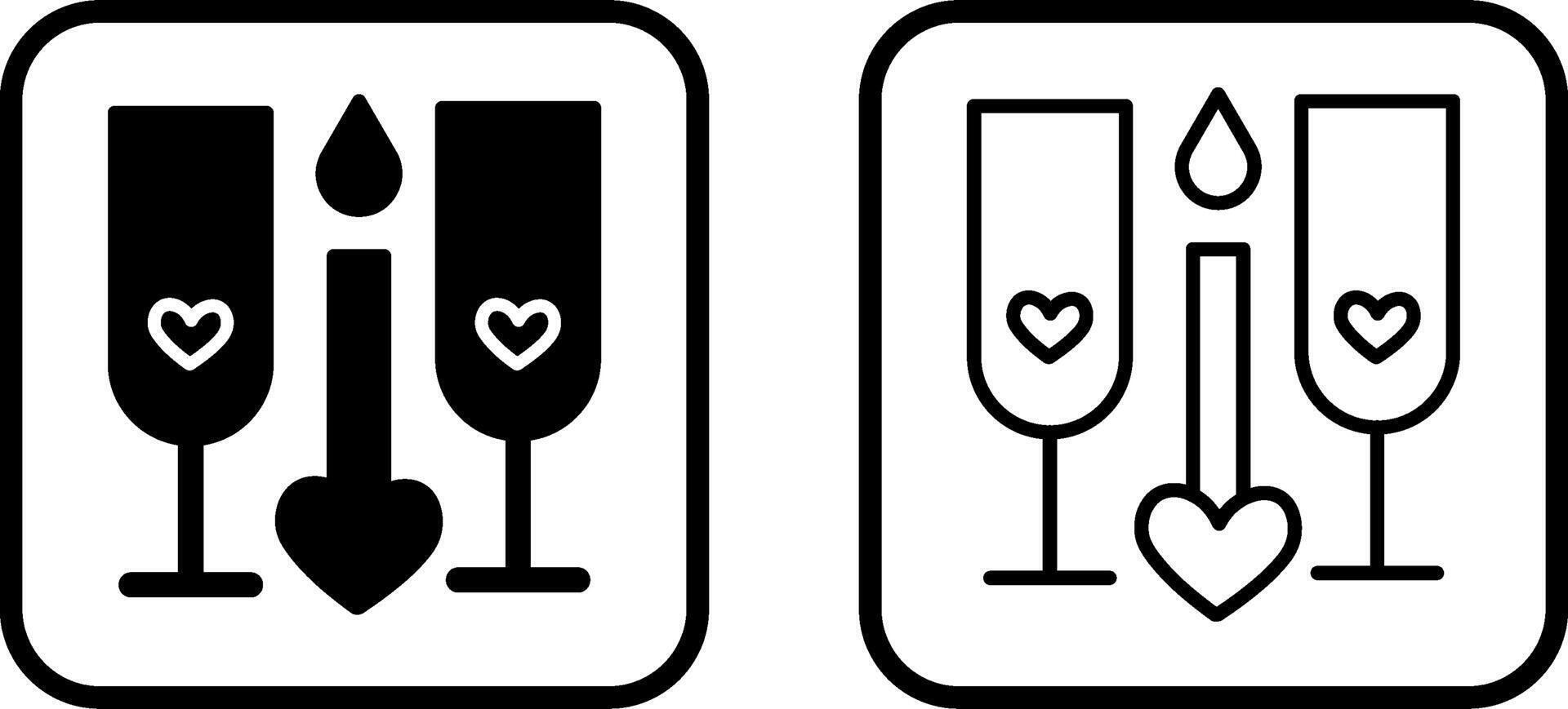 Two Glasses Romantic Vector Icon