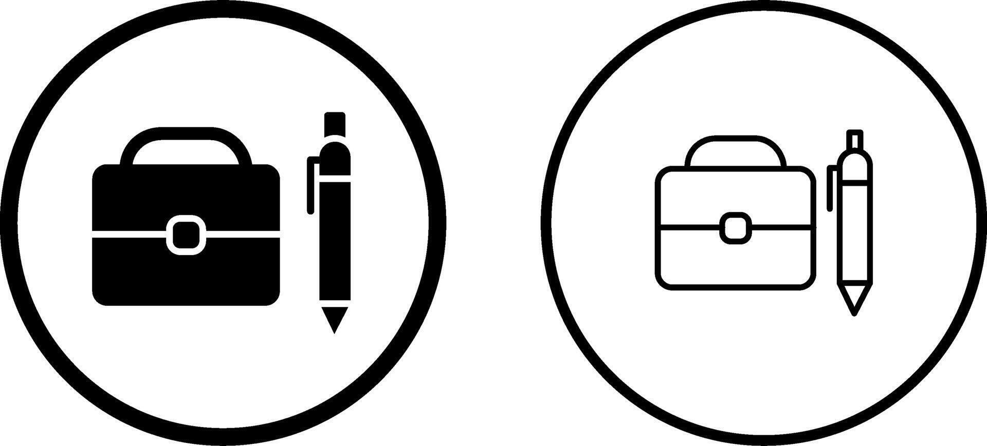 Briefcase and Pen Vector Icon