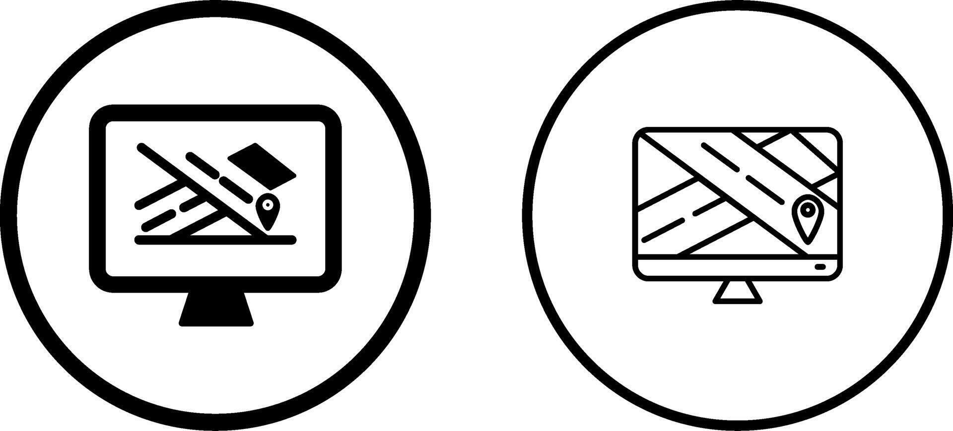 Map on Monitor Vector Icon