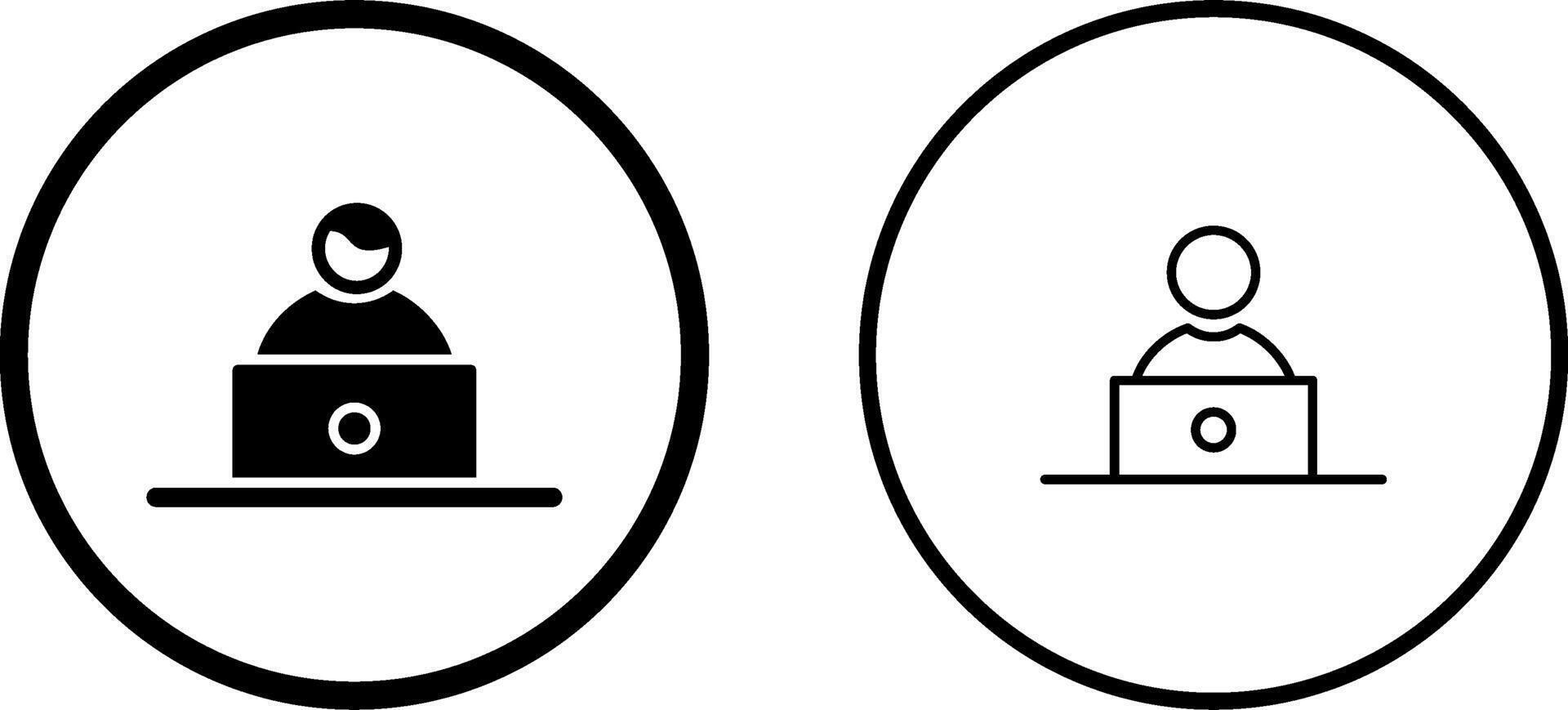 Studying on Laptop Vector Icon