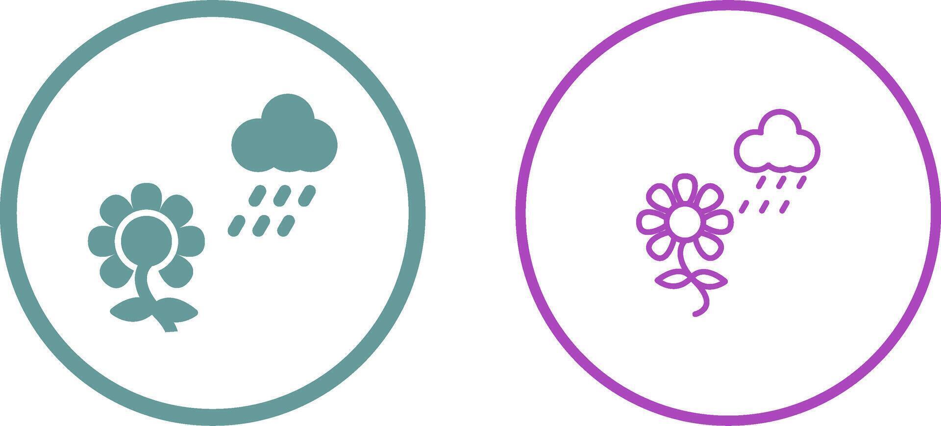 Flower with rain Vector Icon