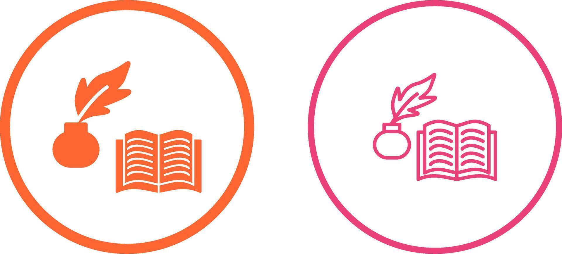 Quill and Book Vector Icon