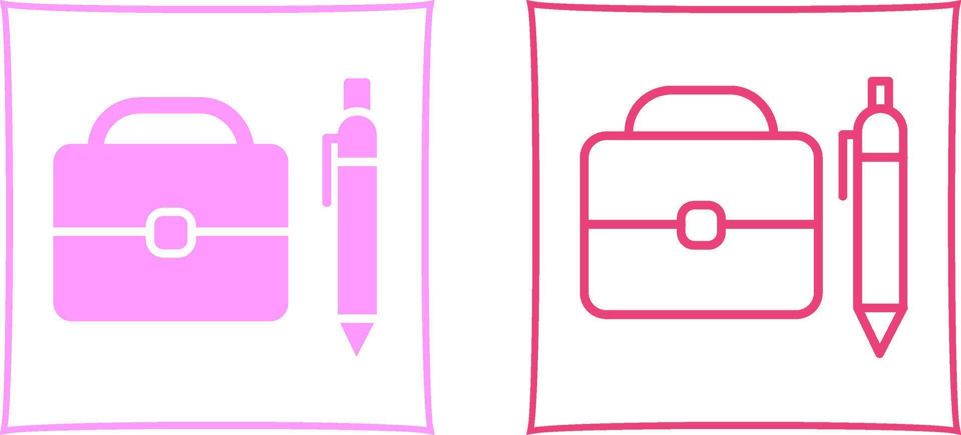 Briefcase and Pen Vector Icon