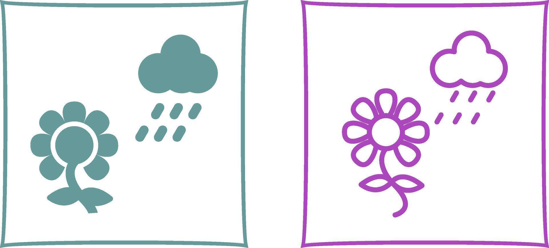 Flower with rain Vector Icon