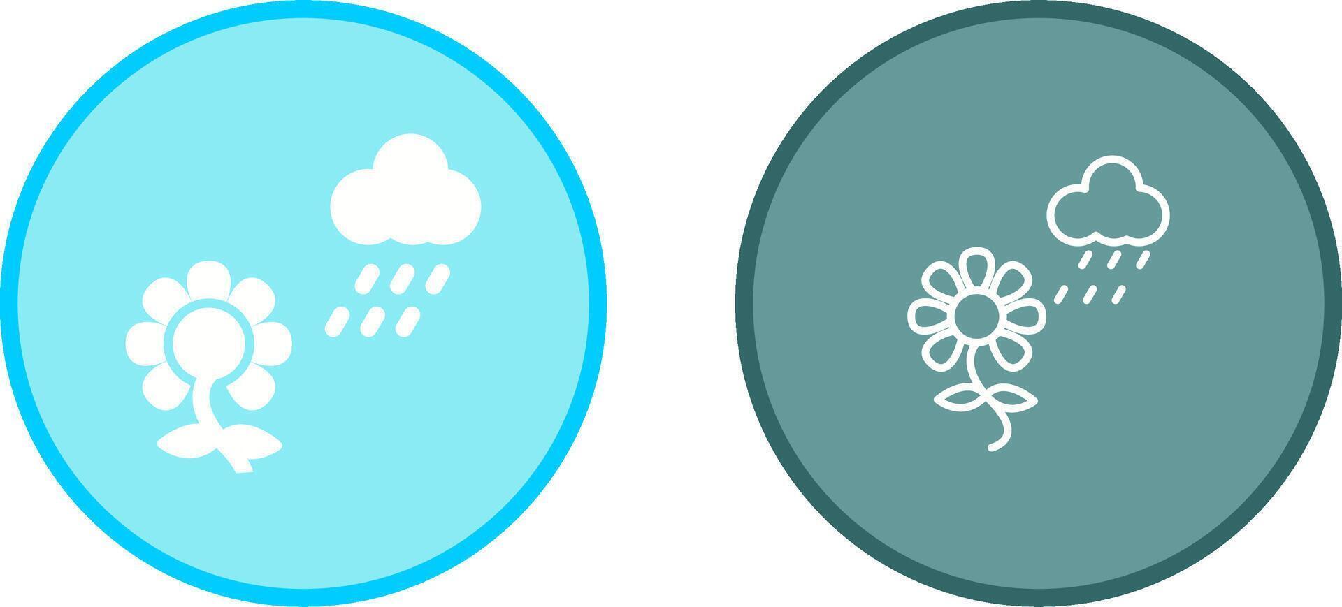 Flower with rain Vector Icon