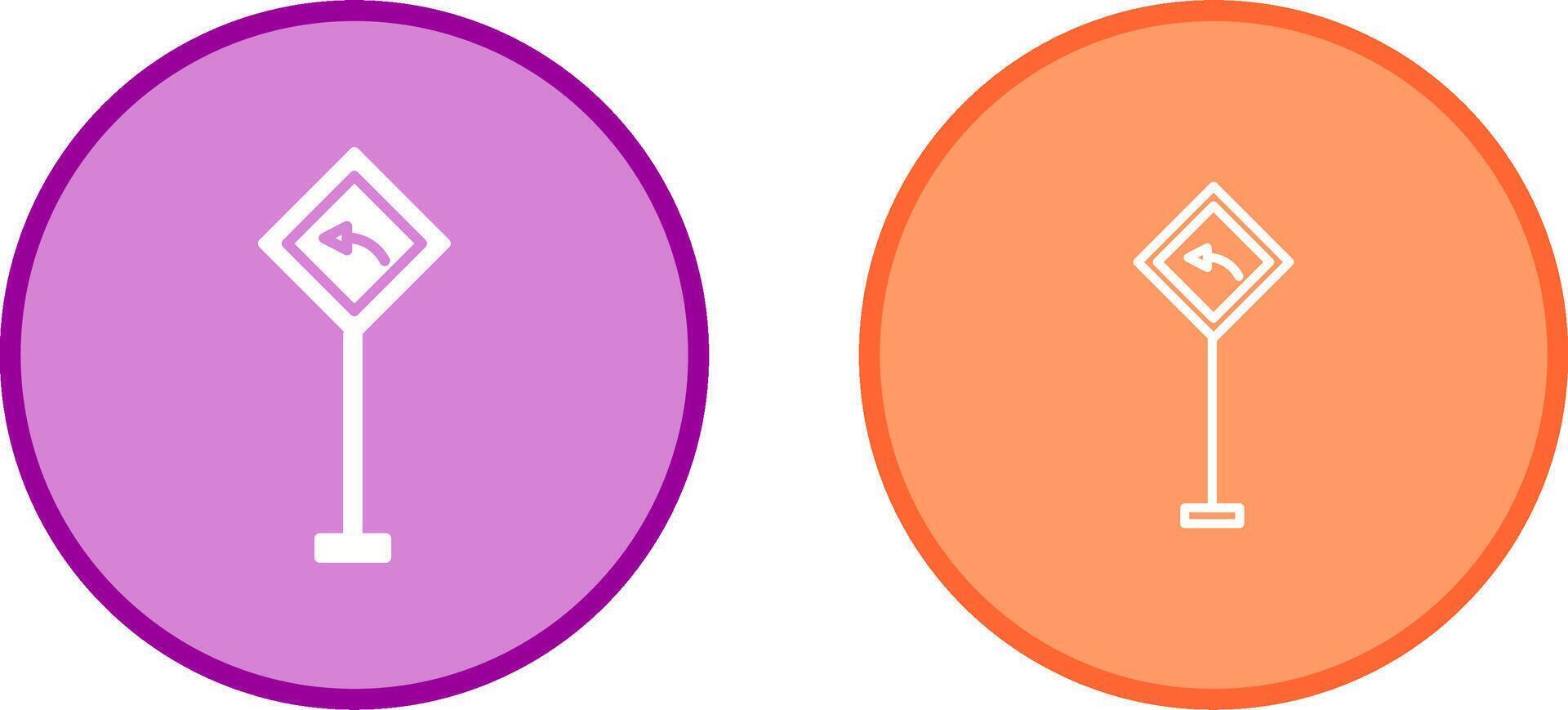 Left Turn Ahead Vector Icon